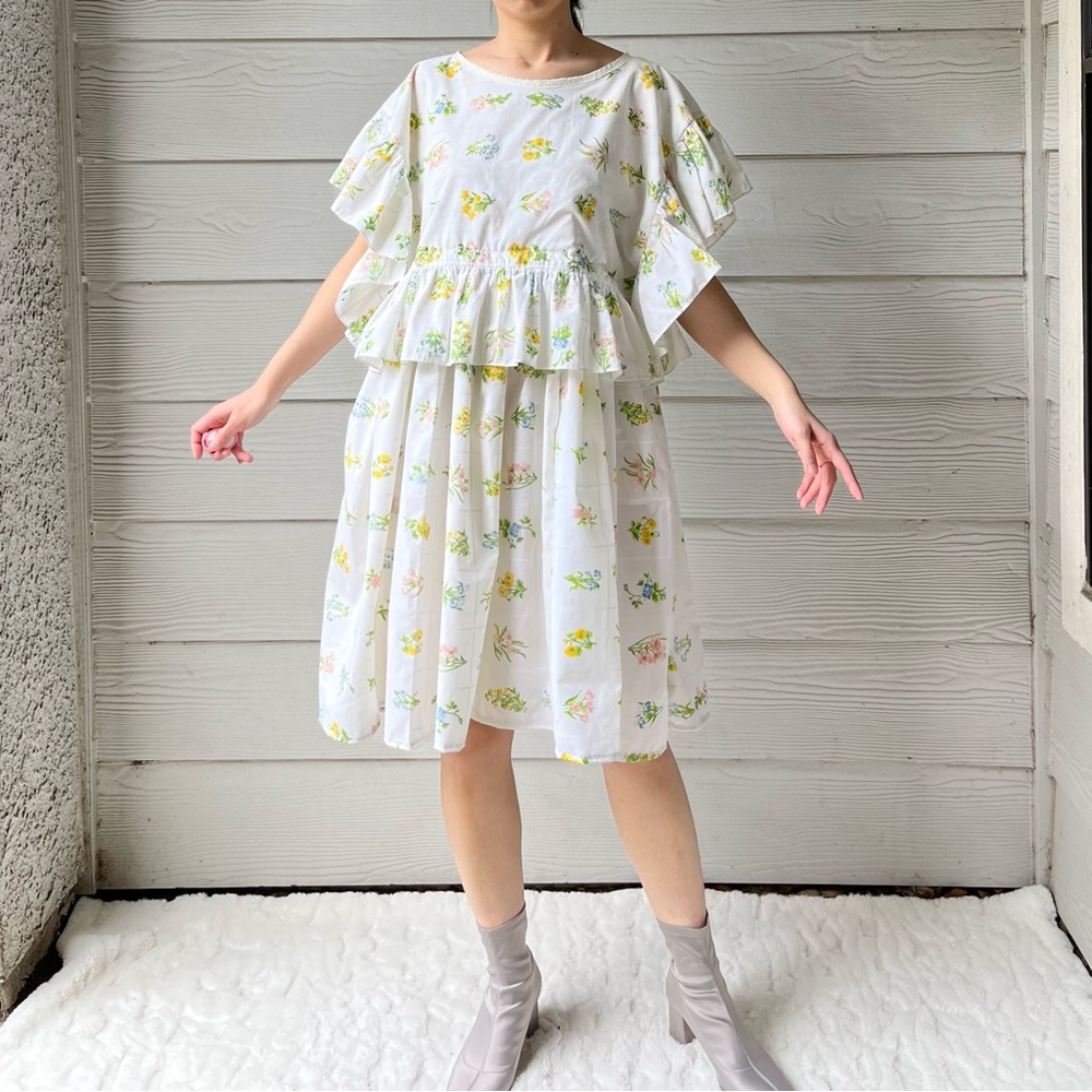 Handmade Vintage Utica Botanical Floral Ruffled Dress SKU 02211 - Picture 12 of 16